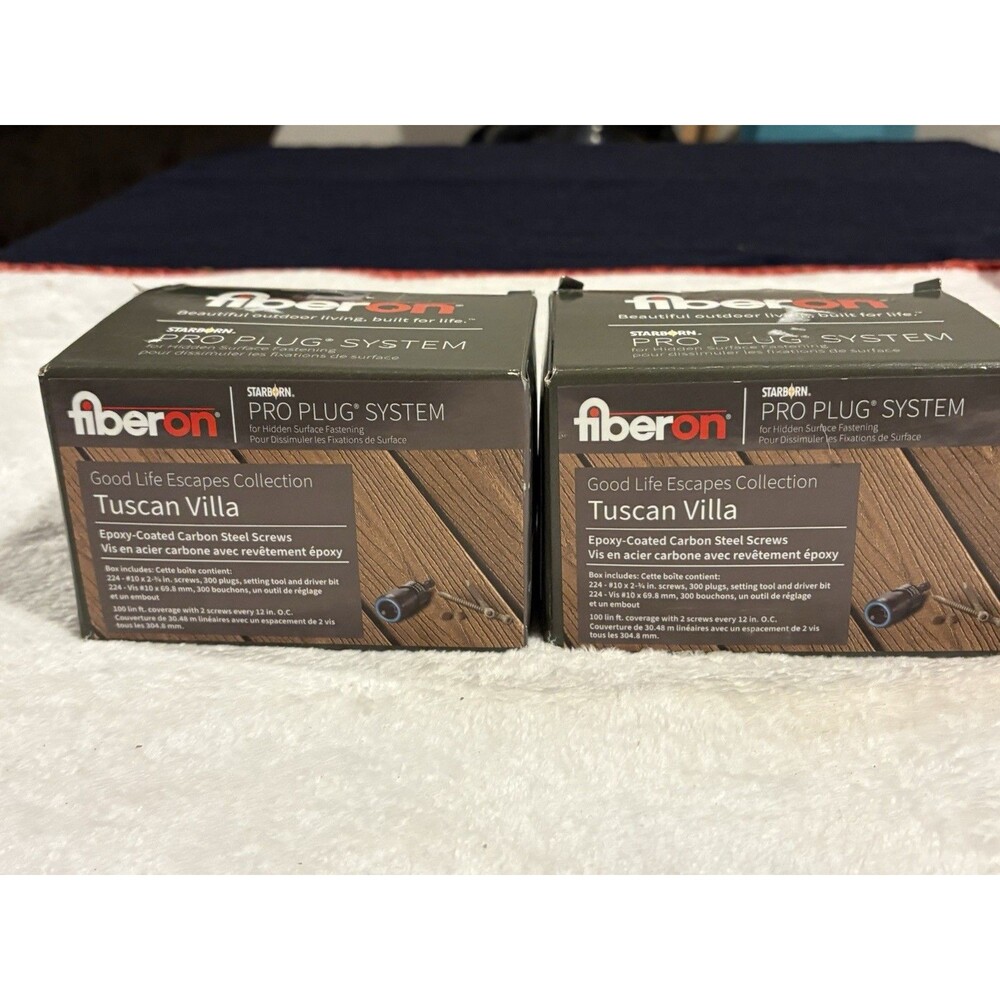 Two Fiberon Starborn Pro Plug hidden-surface fastening kits for Fiberon